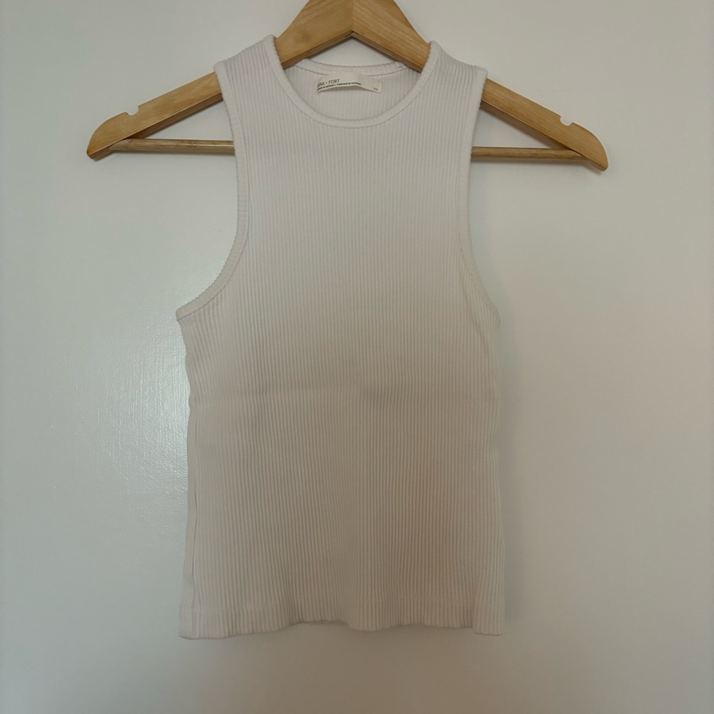 OAK + FORT Ribbed Tank Top in White